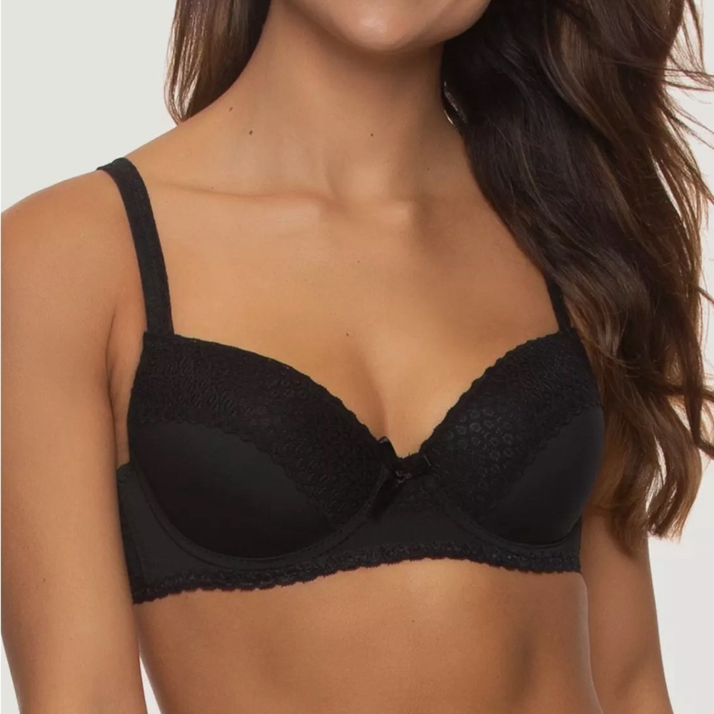 JEZEBEL BRA Women's Lace-Trim Underwire Contour Bra J5820 Black Size 36B NWT